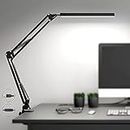 SKYLEO Lampe de Bureau LED Puissante avec clip - Protection des yeux Lampe LED - 3 modes d'éclairage x 10 niveaux de luminosité - Noir