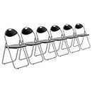 Harbour Housewares Padded Folding Chairs - Easy Store Metal Frame Office Bedroom Seating - Max Load: 114kg - Black - Pack of 6