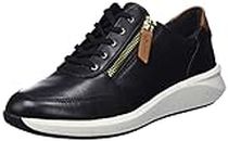 Clarks women's Un Rio Zip Sneaker, Black Black Leather, 5.5 UK (39 EU)