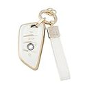 1797 for BMW Key Fob Cover Bling Keychain X3 X5 X1 X2 X4 X6 2 3 4 5 7 Series M3 M4 M5 M8 Z4 Accessories Car Remote Case Shell Protector Girly Cute 4 Button White Gold TPU,for BMW Type B