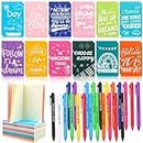 RUIYELE 24pcs Inspirational Quotes Ballpoint Pens, 24Pcs Mini Colorful Notepads Funny Motivational Notepads Inspirational Note Pads Pocket Memo Notepads for School Office Supplies
