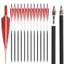 6/12Pcs Crossbow Arrow 16 17 18 20 22 Inch Carbon Crossbow Bolts with Removable Archery Arrow Tips 4" Shield Feather Shooting Arrow (17 pollici 6 pezzi, Rojo)