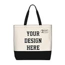 Custom Tote Bags for Women with Team Logo Text Picture,Personalized Tote Bag Gifts for Friend Mom Teacher Sister,Customized Reusable Shopping Handmade Totes Beach Bag for Business Work