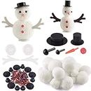 KUUQA DIY Christmas Snowman Making Kits Includes Snowman's Nose, Mini Top Hats, Plastic Wings for DIY Ornament Crafts Xmas Decoration Christmas Party Supplies (12)