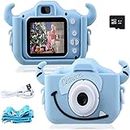 CADDLE & TOES Kids Camera for Boys Girls, 20MP 1080P Digital Video Camera for Kids, Christmas Birthday Gift for Boys Age 4+ to 15, Toy Camera for 4+ 5 6 7 8 9 10 Year Old (Baby Cow Blue)