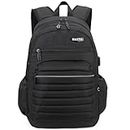 MAXTH Laptop Backpack Water Resistant USB Charging Port Lightweight Backpacks Gifts for Men&Women Fits15.6 Inch Notebook, Black, 15.6inch, Laptop Backpack
