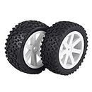 Drfeify 4pcs 1/10 RC Camión Neumático de Goma Rueda Wheel Tyre para ZD Racing Buggy Crawler Car(Blanco)