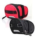 Kraptick Waterproof Cycle Bicycle Bag, Tail Bag for Cycle Accessories- Tools, Mobile Phones Bicycle Storage Bag with Reflective Straps (Combo of- Black and Red)