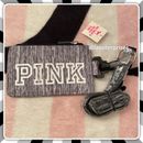 Victoria's Secret Pink Gray Marl Black White Lanyard ID Case Badge Holder Wallet