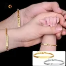 Vnox Custom Baby Dad Mom Family Names Bracelets Anti Allergy Stainless Steel Women Kids Girls Boys