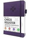 KUMEER Check Register – Elegant Check Registers for Personal Checkbook with Check & Transaction Registers, Hardcover Checkbook Log 5.2x7.6" (Purple)
