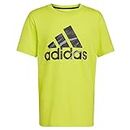 adidas Boys' Little Short Sleeve Cotton Camo BoS Logo T-Shirt, Semi Solar Yellow, 6