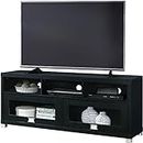 Techni Mobili TV Stand for 55+ Inch TV - Durbin Entertainment Center for 65 Inch TV - Living Room & Media Furniture with Glass Storage Cabinet Drawers, Shelves, & Cable Management Opening - Black