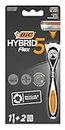 BIC Hybrid 5 Flex Refillable Men's Razor Kit, Handle and Nano-Tech Titanium 5-Blade Refills - Box of 1+2