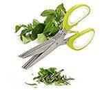 Ncry 5 Layers Scissors Multi-Functional Stainless Steel Kitchen Knives Scissors for Kitchen uses Cut Herb Spices Cooking Tools Vegetable Cutter with Cleaning Brush (Multicolour) (Craft Scissor)