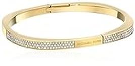 Michael Kors Pave Logo Cushion Hinged Gold Tone Bangle Bracelet