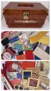 Vintage Lot of Sewing Notions Supplies With Sewing Case Over 45 Pieces Snaps Etc