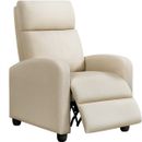 Fabric Recliner with Pocket Spring Living Room Bedroom Home Theater Beige
