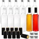 WUWEOT 12 Pack Plastic Wine Bottles, 750ml Clear Empty Bordeaux-Style Liquor Bottles With Screw Lid and Shrink Capsules Caps