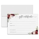 321Done Blank Floral Gift Certificates with Envelopes (Set of 24 Cards) Made in USA - Simple Watercolor Roses White Generic 4x6 Small Business Beauty Spa Salon Holiday Birthday Voucher Coupon Flowers