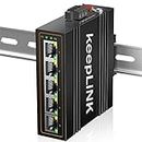 keepLiNK Switch Ethernet Industriale a 5 Porte, Switch di Rete su Guida DIN non Gestito da 10/100 Mbps, IP40, Intervallo di Temperatura Operativa di -30℃～75℃（-22℉ ~ 167℉）