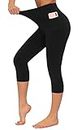 Dragon Fit High Waisted Leggings for Women Tummy Control Workout Running Yoga Pants with Pockets (Medium, Capris Black)