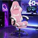 Ufurniture PU Leather Gaming Chair Computer Racing Chair Ergonomic Executive Office Chair with Footrest for Adults Teens Pink