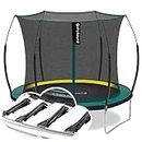 SkyBound 8 FT Springfree Trampoline for Kids and Adults - Springless Small Trampoline with Enclosure for Indoor and Outdoor - Recreational Trampolines Bungee Cords - No-Gap Design Zipper System