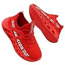 OVEKOS Boys Sneakers Ultra Lightweight Running Shoes Breathable Athletic Tennis Walking Shoes Red Size 3