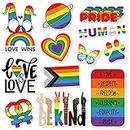 Whaline 12Pcs Rainbow Magnetic Stickers Love is Love Car Magnet Bumper Sticker Gay Pride Gnome Love Wins Heart Fridge Magnet Decal for Pride Day Car Bumpers Refrigerator Decorations