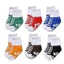 Epeius Unisex Baby Girls Boys Non-Slip Socks Like Shoes 12-36 Months (Set of 6),Black/White/Blue/Yellow/Brown/Green