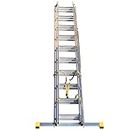 BPS Access Solutions 6.26m TRADE MASTER 3 Section Extension Ladder / Ladders with Integral Stabiliser, Rubber