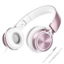  MS300 Girl Headphones for Kids School, Wired On-Ear Headsets with Pink