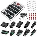376Pcs 25 Kits Waterproof Automotive Electrical Connectors 1/2/3/4/6 Male&Female Pin 22-14AWG Wire Harness Spark Plug Connector Terminals Plug Kit Car
