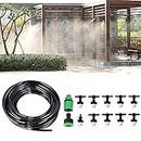 Kadaon 10m Home Garden Patio Misting Micro Flow Drip Irrigation Misting Cooling System with 10pcs Plastic Mist Nozzle Sprinkler for Plant Flower