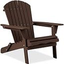 Best Choice Products Folding Adirondack Chair Outdoor Wooden Accent Furniture Fire Pit Lounge Chairs for Yard, Garden, Patio w/ 350lb Weight Capacity - Dark Brown