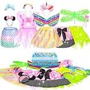 Jeowoqao Dress Up Costumes Little Girl Pretend Play Costumes Princess Role Play 13pc Unicorn Mouse Costume for Toddler Age 3-6 Years