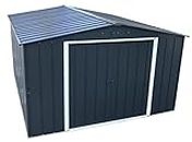 Duramax ECO 10 x 12 (11.68 m2) Metal Garden Storage Shed, Hot-Dipped Galvanized Metal Garden Shed, Tool Storage Shed, Strong Reinforced Roof Structure, Maintenance-Free Metal Shed, Anthracite