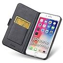 Aunote iPhone 8 Plus Case Wallet, iPhone 7 Plus Leather Case, Slim iPhone 8 Plus Flip Case, iPhone 8 Plus Filio Case with Card Holder, iPhone 8Plus Phone Cases, Protective Full Cover.Black
