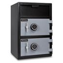 Mesa MFL3020EE BLKGR 3.6 cu ft 2 Compartment Drop Safe w/ Electronic Lock, Front Loading, Black / Grey