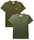 Charged Endure-003 Chameleon Spandex Knit Round Neck Sports T-Shirt Olive Size Small And Charged Play-005 Interlock Knit Geomatric Emboss Round Neck Sports T-Shirt Grape-Green Size Small
