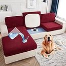 Magic Sofa Cover Stretch Waterproof, Couch Covers for Sectional Sofa L Shape, Individual Couch Cushion Covers for Living Room Pet Dog Sofa Slipcovers Set Furniture Fades Protector ( Color : Red , Size