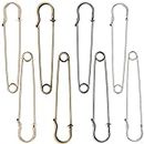 8X Extra Large Metallic Safety Pins - 4" Big Pins Accessory - Fashion, Clothing, Sewing, Crafting, Quilting - Holds Fabrics, Blankets, Laundry, Upholstery
