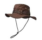 UltraKey Outdoor Sun Hat Double Layer Army Style Bush Jungle Cap for Fishing Hunting Brown
