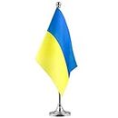 Ukraine Ukrainian Stand Base Flag Table Desk Flag ,Metal Stand and Base and Country Flag Banners,For Home Garden Office Decoration, Festival Celebrations.