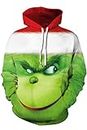 Carprinass Unisex Funny Christmas Eve Green Grinch Printed Hoodies Sweatshirts L