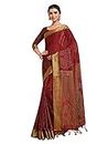 MIMOSA Kanjivaram Art Sari en soie avec chemisier brocart non cousu pour femme - (5486-2941-Sd-Choc), bordeaux, Bordeaux, taille unique