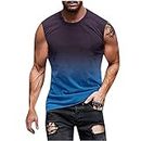 Mens Sleeveless Tee Shirts Summer Casual Gradient Color Crew Neck Muscle Fit Shirt Classic Big and Tall Tank Top Mens Slim Fit Polo Shirts Blue M