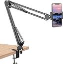 Barbet Universal Cell Phone Stand Holder Mount Flexible 360° Rotation Metal Long Lazy Arm Bracket for 3.5-6.5 inch Phones Mobile Stand for Streaming Overhead Video Bed Office Kitchen