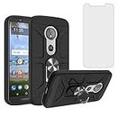 Phone Case for Motorola Moto E5 Play E 5 Cruise 5E Go with Tempered Glass Screen Protector Cover and Magnetic Ring Holder Stand Kickstand Slim Hard Accessories MotoE5play MotoE5 E5play Cases Men Black